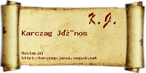 Karczag János névjegykártya